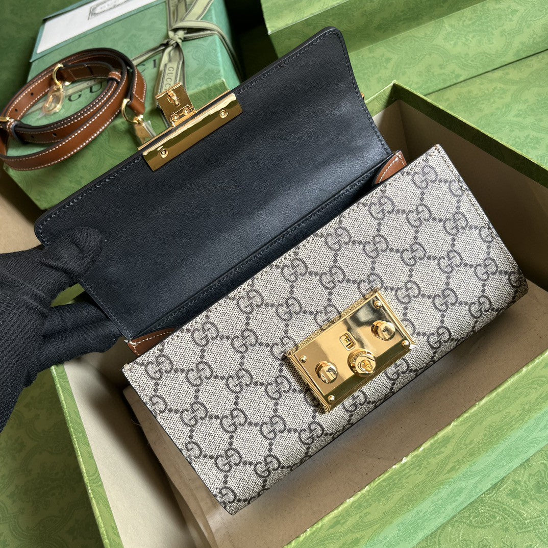 Gucci Padlock Shoulder GG Supreme Medium Beige/Black (Pronta Entrega)