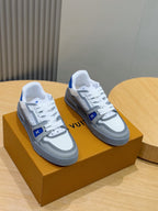 Tênis LOUIS VUITTON  Trainer Sneaker in White and Graphite Mesh with Blue Accents