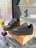 Louis Vuitton Trainer Sneaker Monogram Empreinte Leather Triple Black