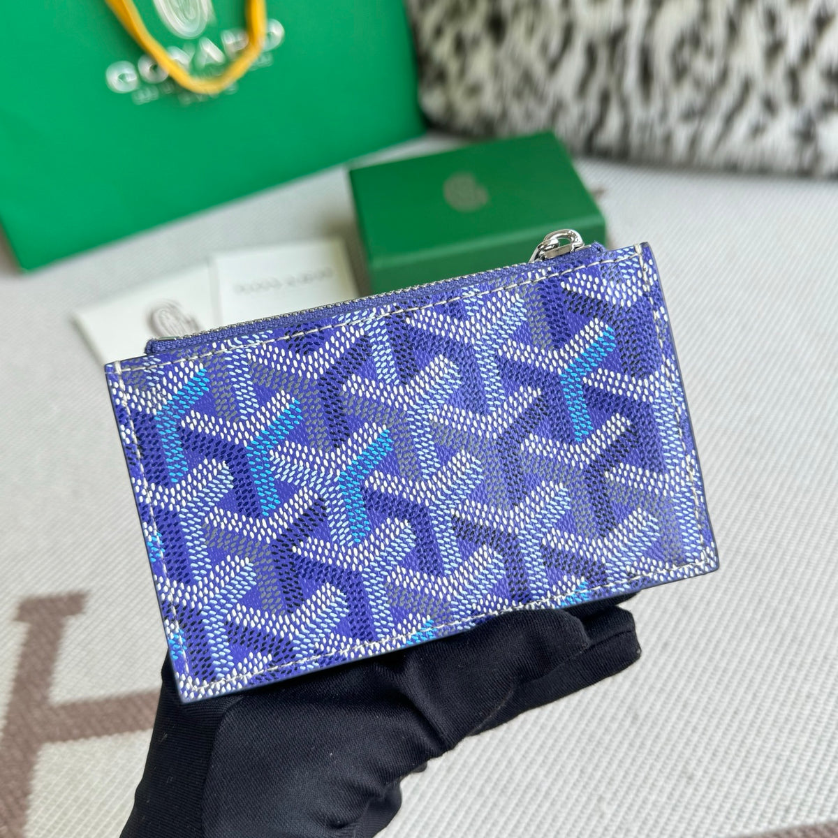Porta Cartão Goyard Tarjetero Monedero Cremallera Blue