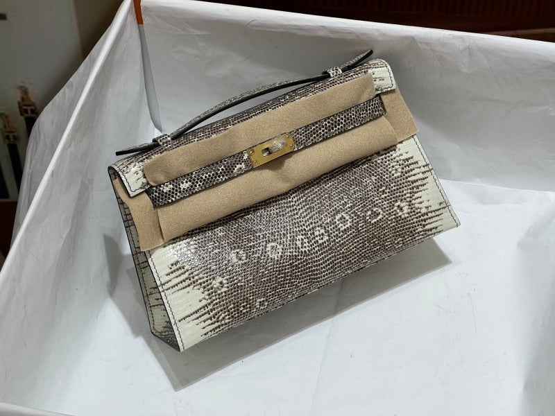 Bolsa Hermès Kelly Pochette pele de lagarto