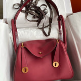 Bolsa Hermes Lindy 26 Rouge Grenat Clemence Leather