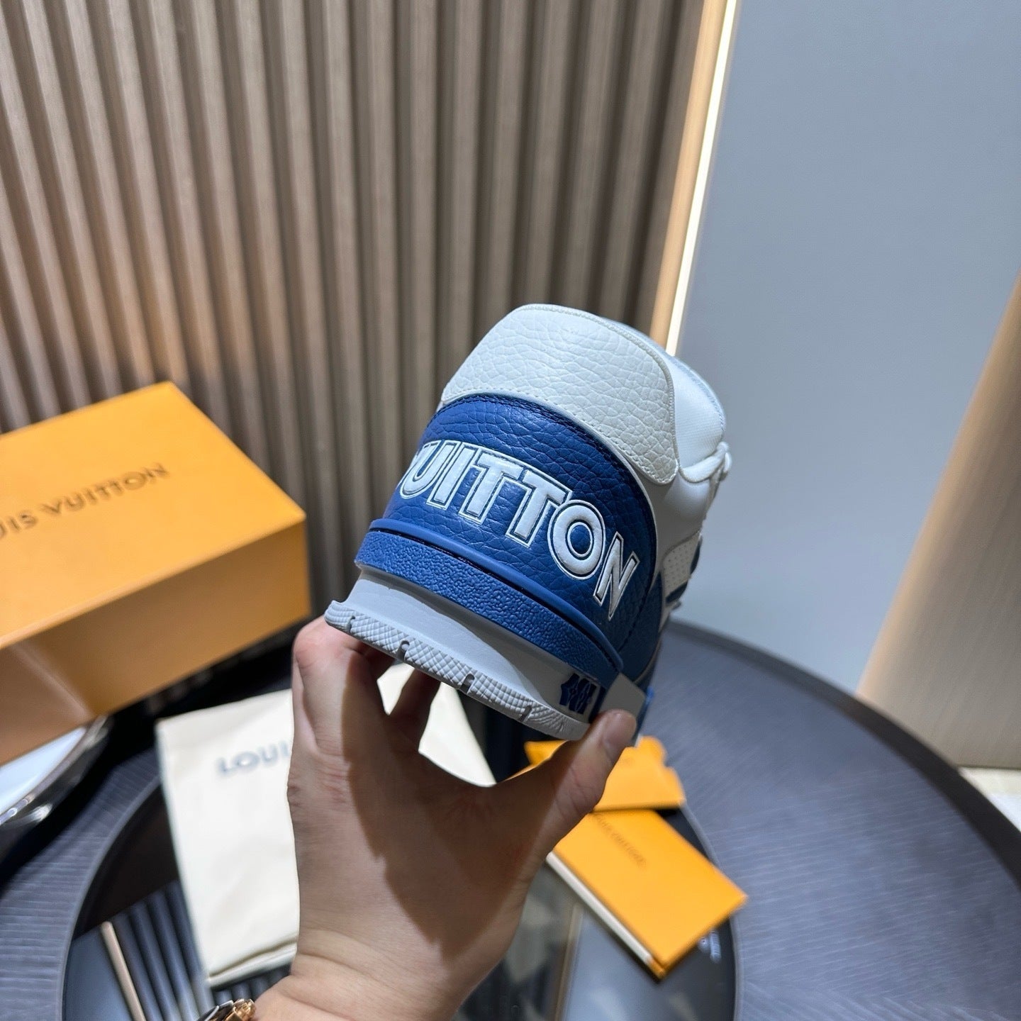Louis Vuitton LV Trainer Low Velcro Strap Monogram Blue
