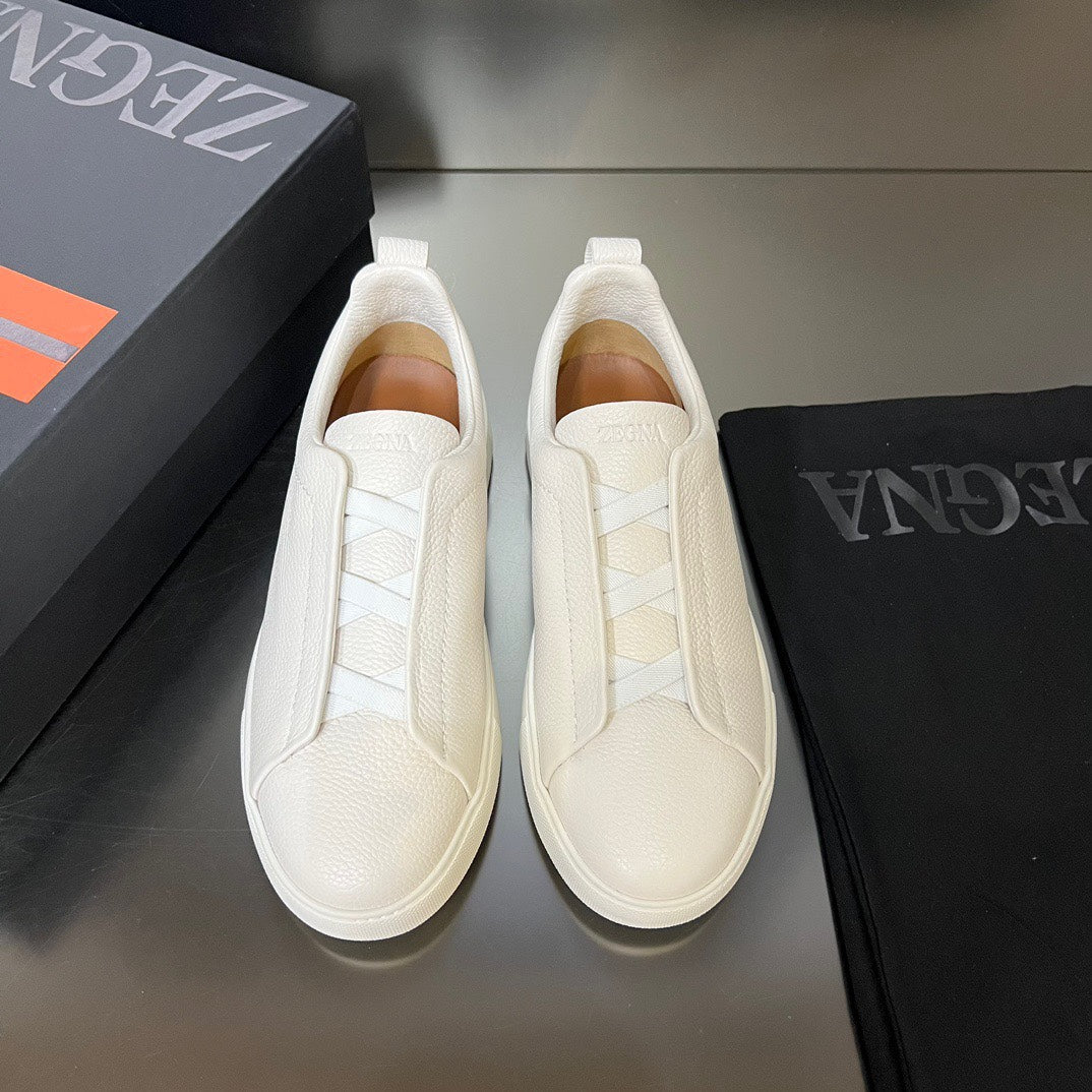 ZEGNA Triple Stitch Sneakers All White (Pronta Entrega)Tamanho 43