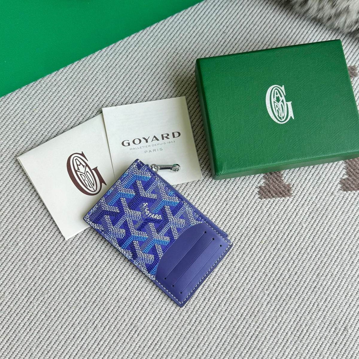 Porta Cartão Goyard Tarjetero Monedero Cremallera Blue