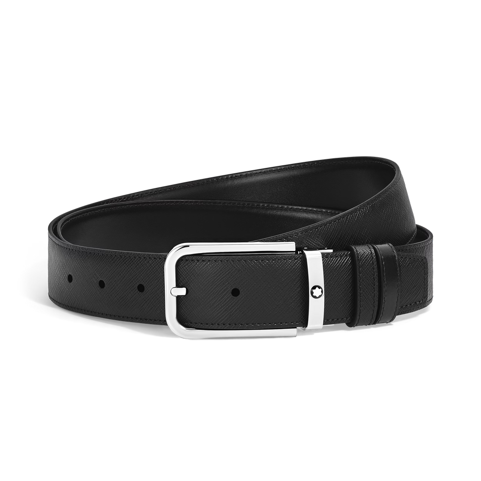 Cinto MontBlanc  35 mm Reversible Belt in Sartorial Leather with Rectangular Buckle