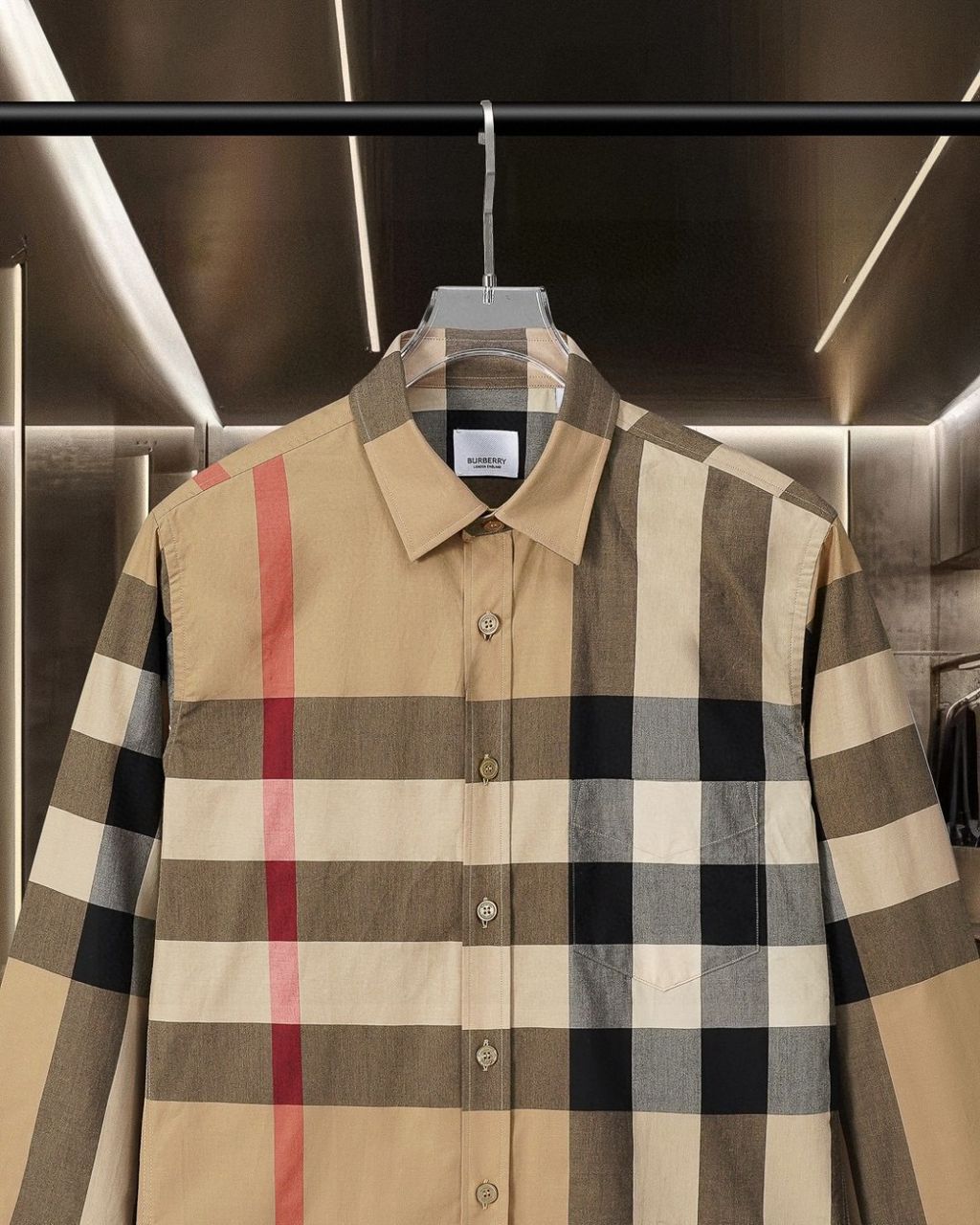 Camiseta Burberry Slim Fit Check Cotton Shirt Beige (Pronta Entrega) Tamanho G