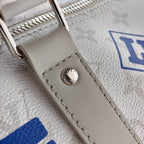 LOUIS VUITTON Monogram Logo Keepall Bandouliere 50 White