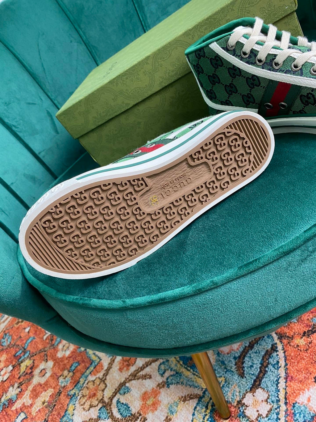 Gucci Tennis 1977 GG Multicolor high-top Green