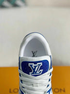 Louis Vuitton Trainer Trainer Maxi Blue & White Handcrafted Rhinestone Sneaker