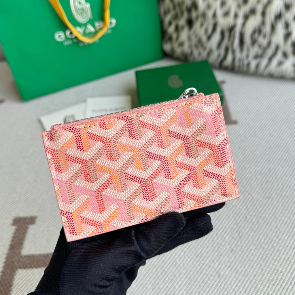 Porta Cartão Goyard Tarjetero Monedero Cremallera Pink