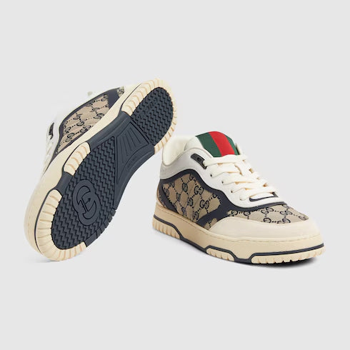 Tênis Gucci Re-Web sneaker in beige and blue GG