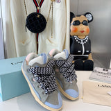 Lanvin Leather Curb Sneaker Light Blue