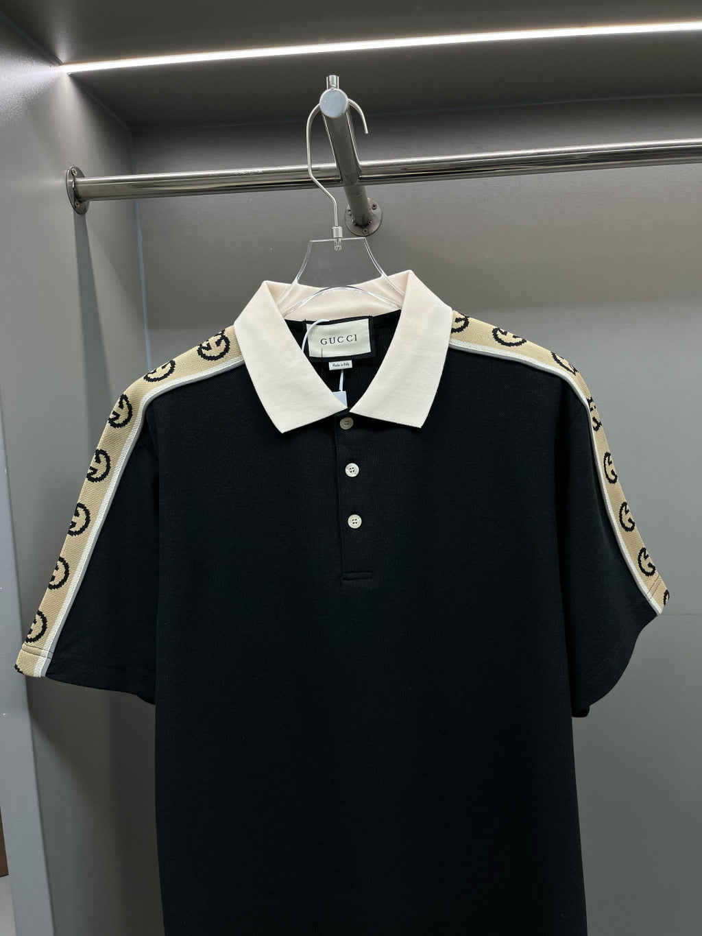 Polo Gucci Monogram Beige Black