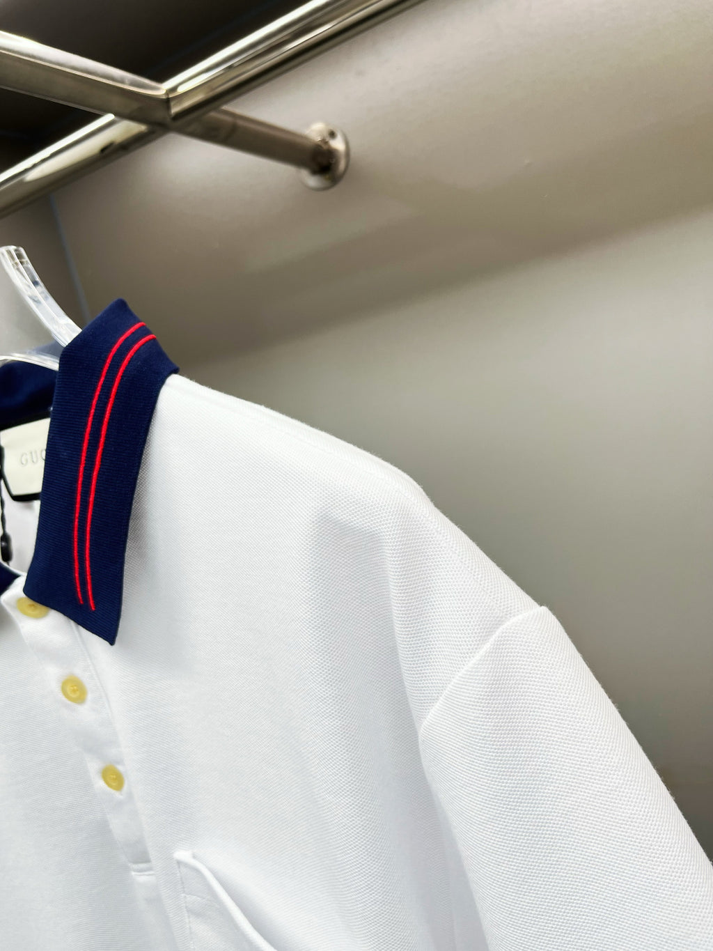 Polo Gucci White Gola Red