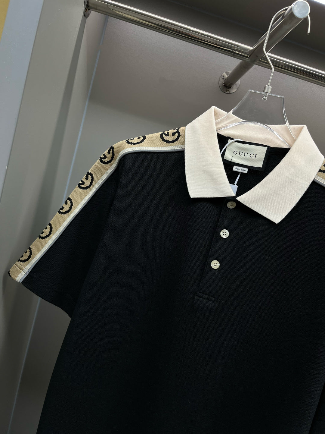 Polo Gucci Monogram Beige Black
