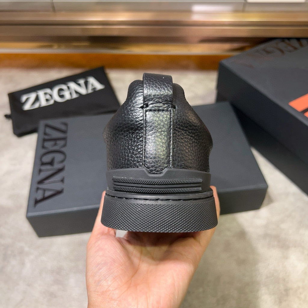 Tênis Zegna Triple Stitch Leather Sneakers All Black (Pronta Entrega) Tamanho 40