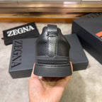 Tênis Zegna Triple Stitch Leather Sneakers All Black (Pronta Entrega) Tamanho 40