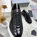 Tênis Prada America's Cup em couro envernizado Black