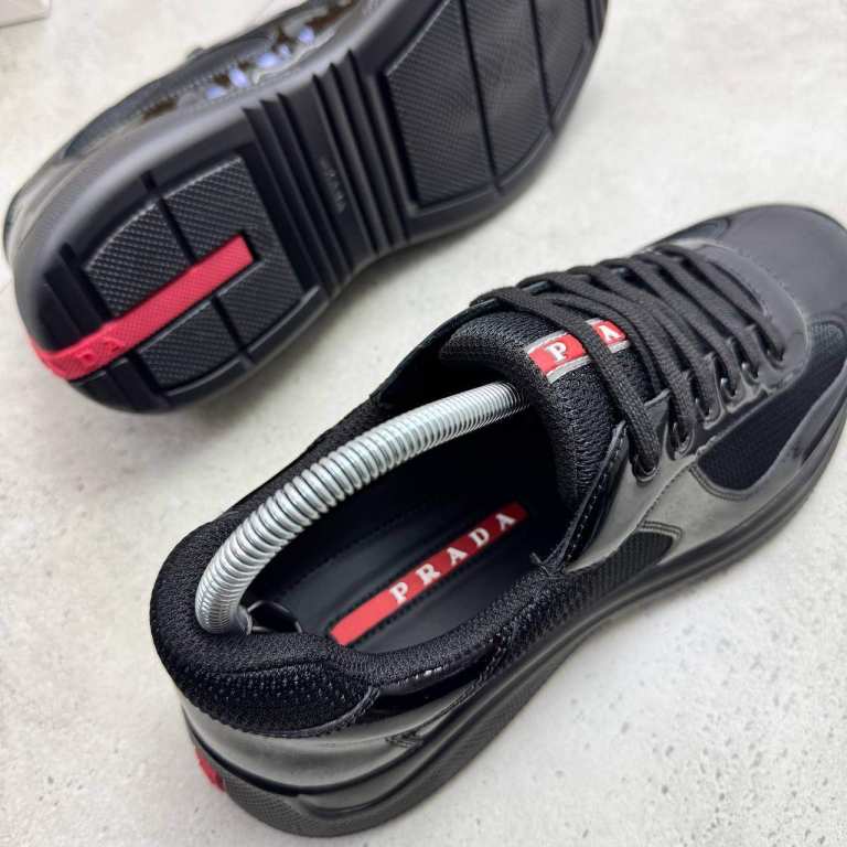 Tênis Prada America's Cup em couro envernizado Black