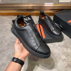Tênis Zegna Triple Stitch Leather Sneakers All Black (Pronta Entrega) Tamanho 40