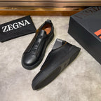 Tênis Zegna Triple Stitch Leather Sneakers All Black (Pronta Entrega) Tamanho 40
