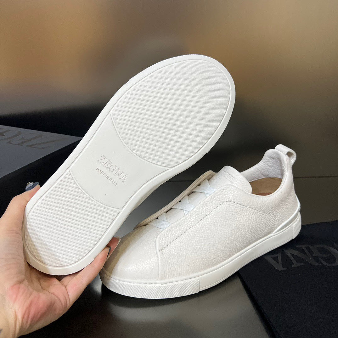 ZEGNA Triple Stitch Sneakers All White (Pronta Entrega)Tamanho 43