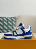 Louis Vuitton Trainer Trainer Maxi Blue & White Handcrafted Rhinestone Sneaker