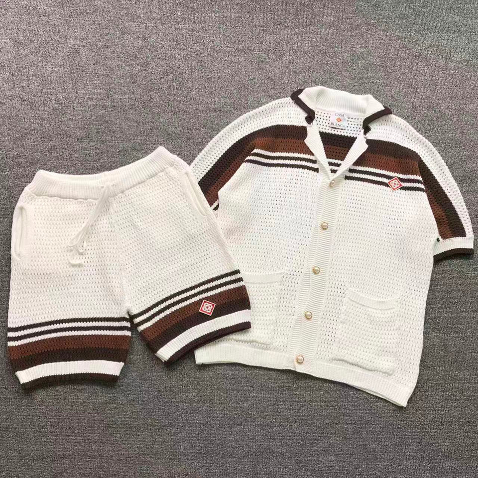Conjunto CasaBlanca Tennis Stripe de crochê