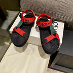 LOEWE Strappy Espadrille Sandals Unisex Nylon In Red/Green