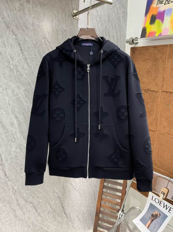 JAQUETA Louis Vuitton Contrast Appliqué Monogram Zip-Up Hoodie Black