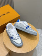 Tênis LOUIS VUITTON  Trainer Sneaker in White and Graphite Mesh with Blue Accents
