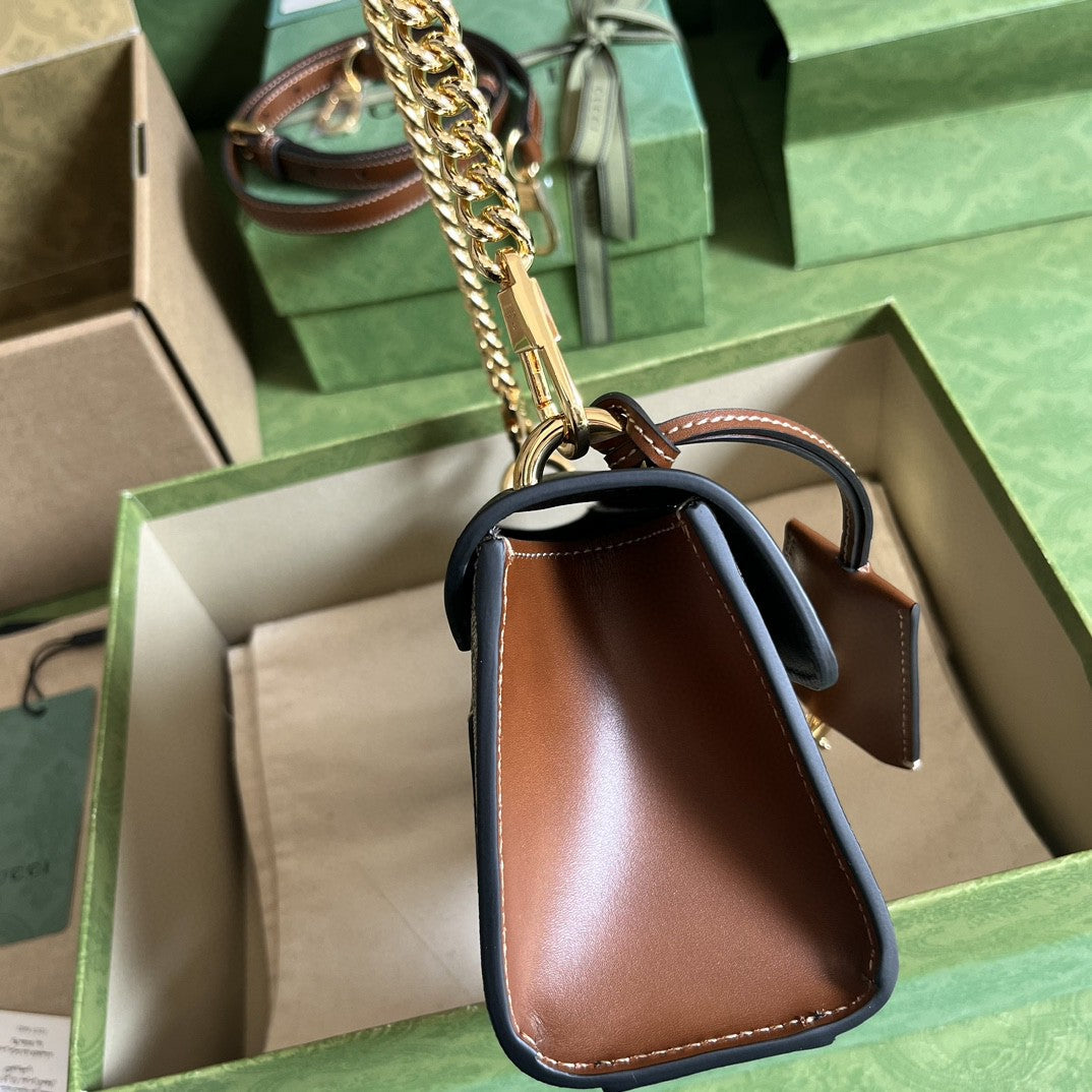 Gucci Padlock Shoulder GG Supreme Medium Beige/Black (Pronta Entrega)