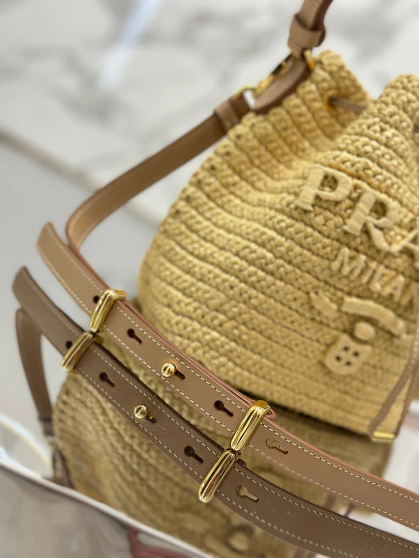 Bolsa Prada Crochet Mini Bucket Bag