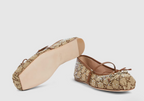 Sandália Gucci GG crystal Horsebit ballet flat