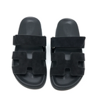 Hermes Chypre Black  Suede Flat Sandal
