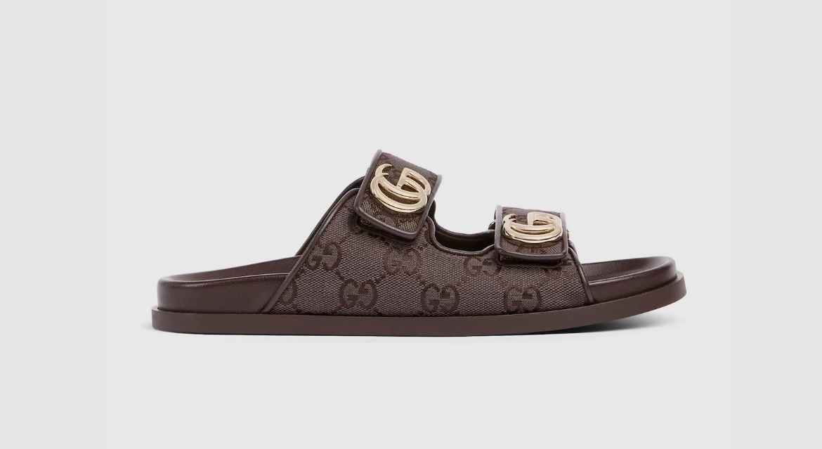 Chinelo Gucci Slipper Double GG Dark brown GG canvas