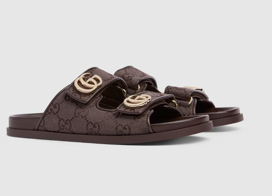 Chinelo Gucci Slipper Double GG Dark brown GG canvas