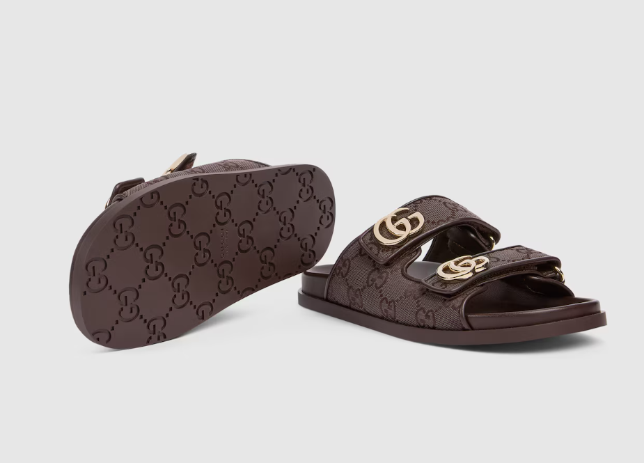 Chinelo Gucci Slipper Double GG Dark brown GG canvas