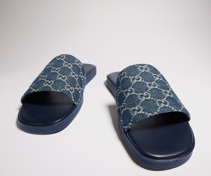 Chinelo Gucci Slipper  Dark blue GG denim