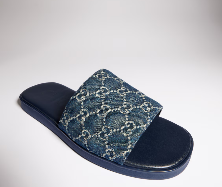 Chinelo Gucci Slipper  Dark blue GG denim
