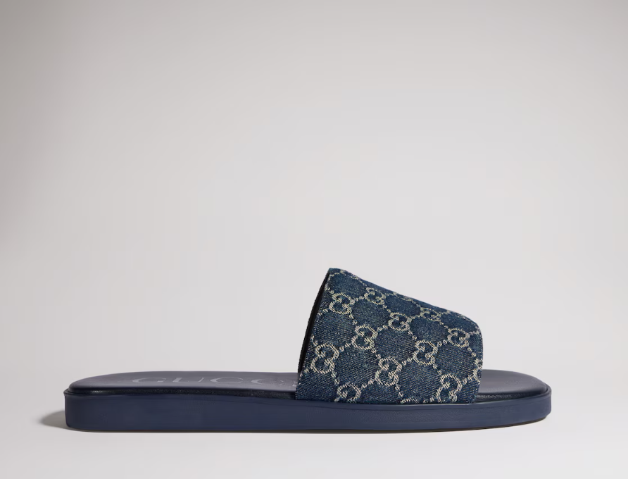 Chinelo Gucci Slipper  Dark blue GG denim