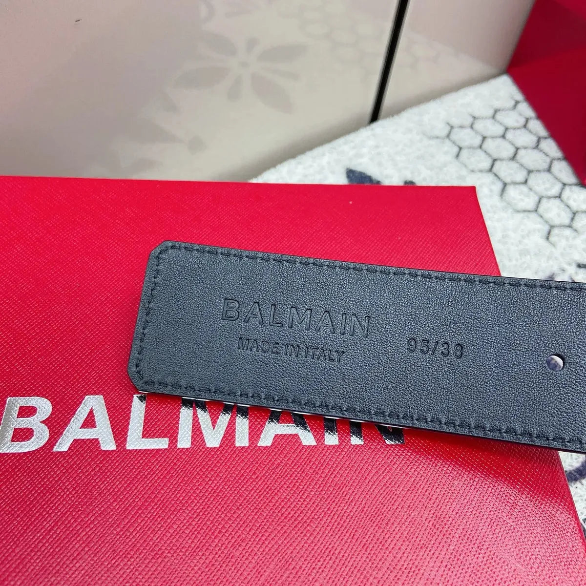 Cinto Balmain B Reversible Belt 38mm Piel Negra