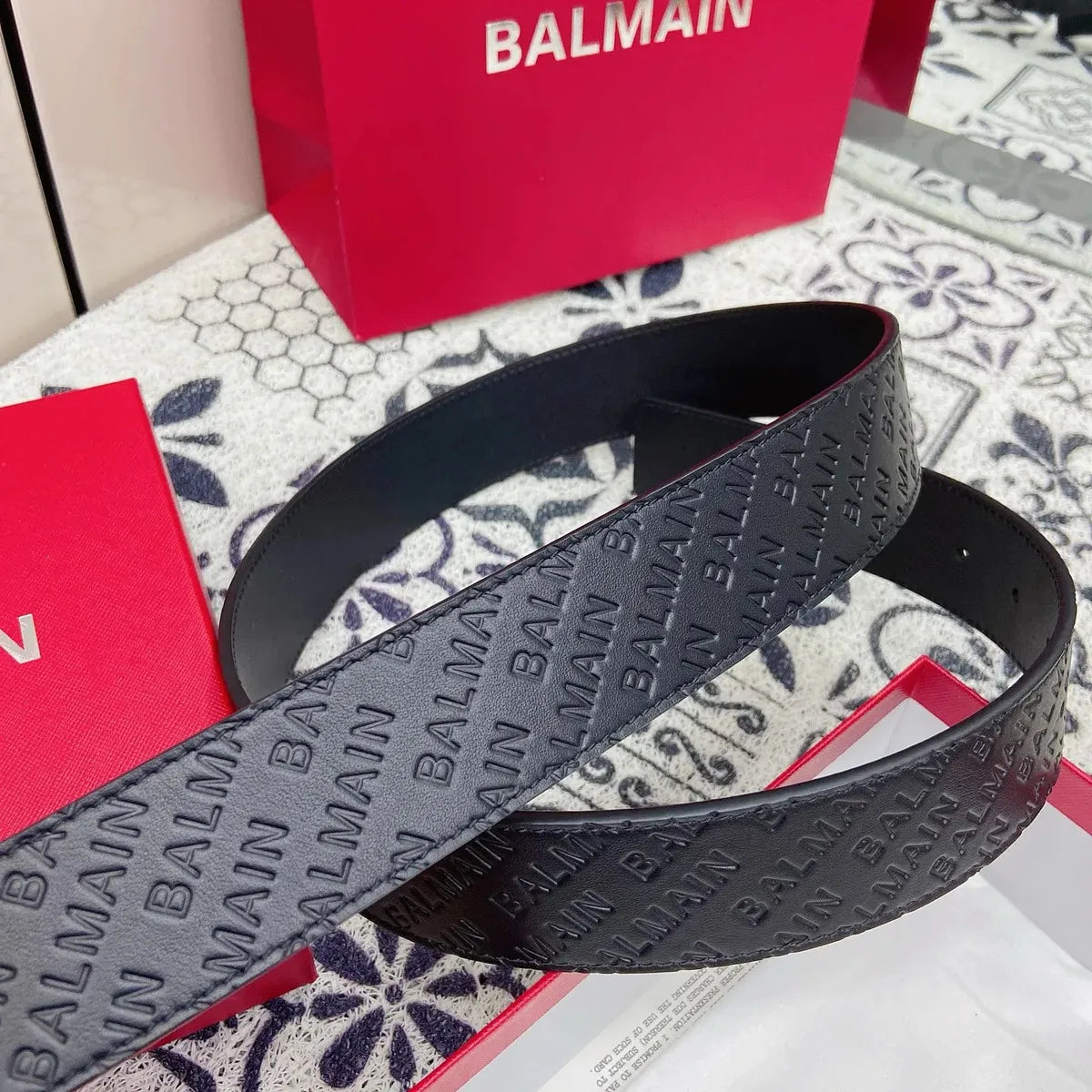 Cinto Balmain B Reversible Belt 38mm Piel Negra
