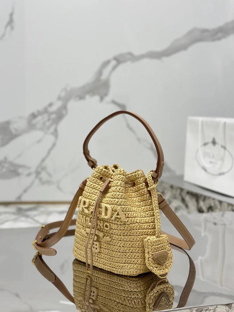 Bolsa Prada Crochet Mini Bucket Bag