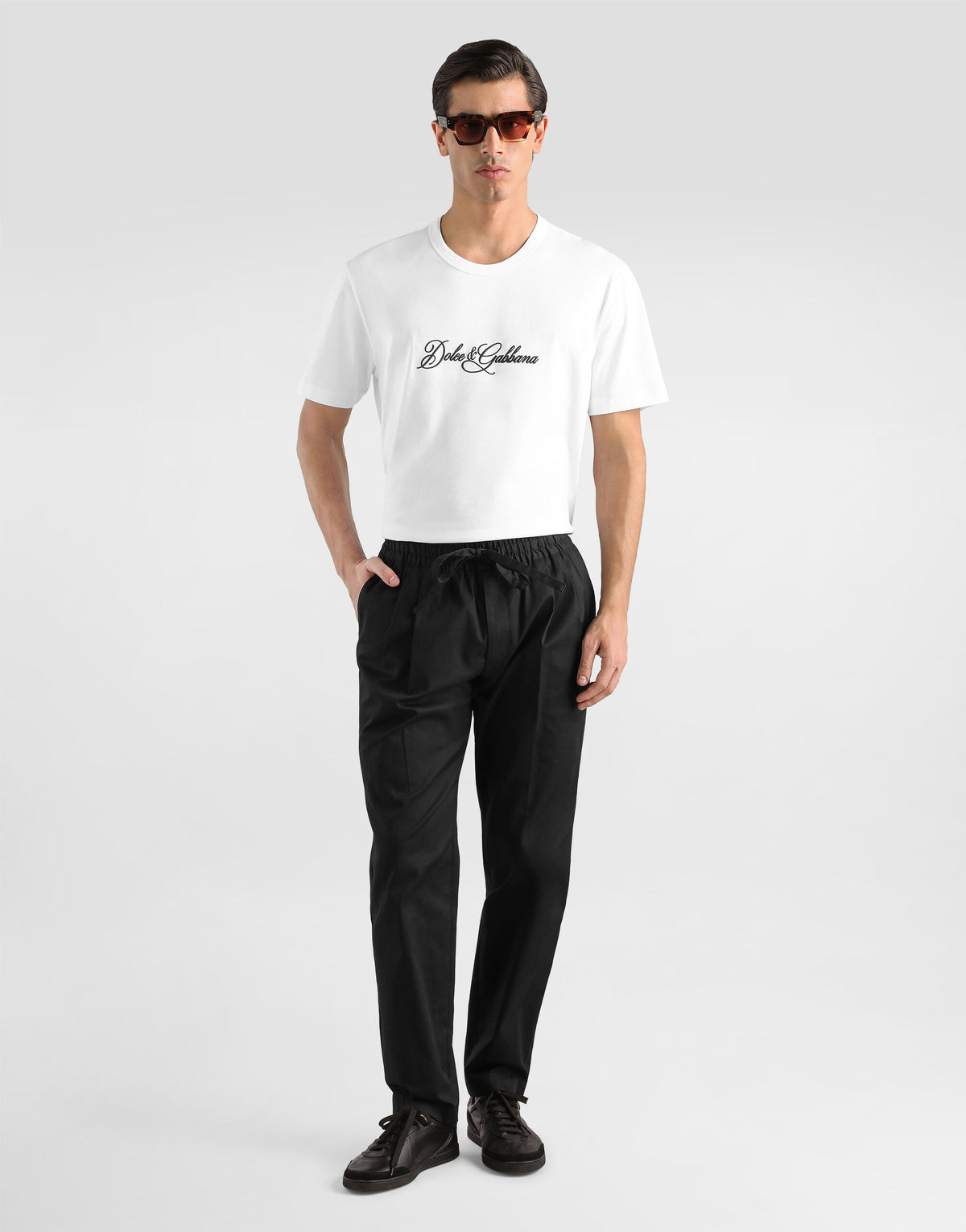 Camiseta DolceGabbana Cotton T-Shirt Classic White Signature Black