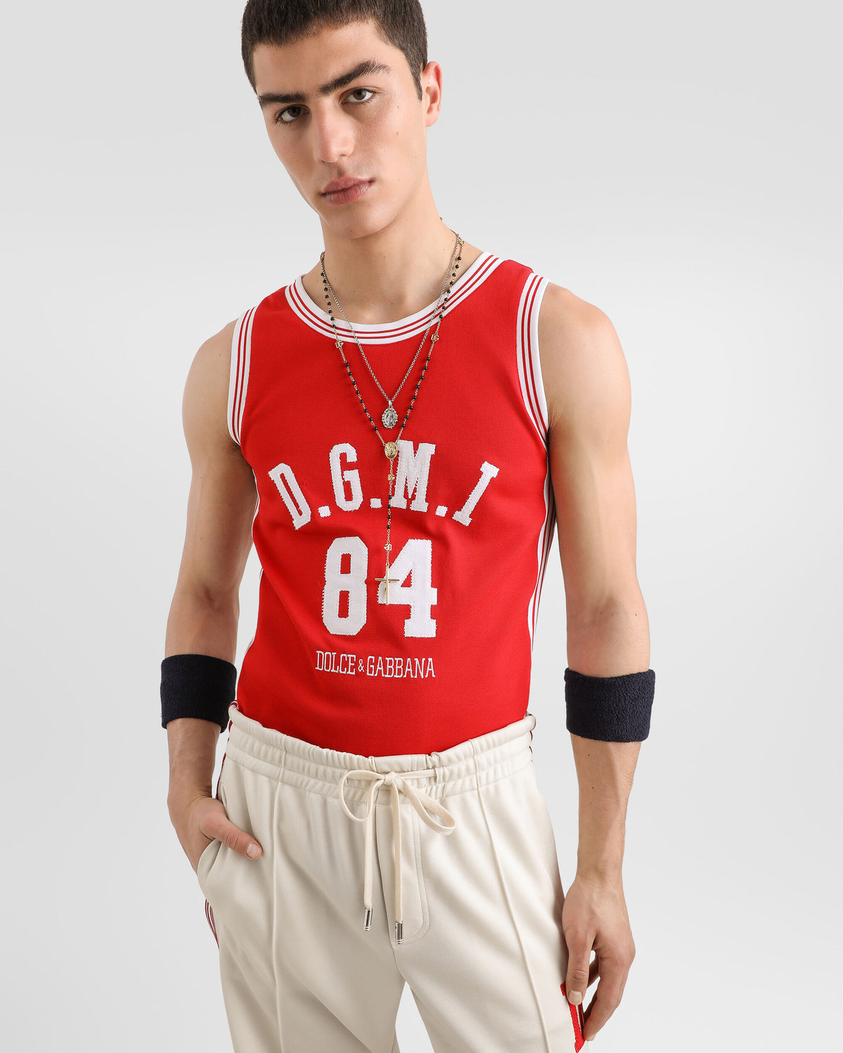 Camiseta DolceGabbana Tank top with patch Red