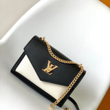 Bolsa LV Soft Calfskin Mylockme Chain Bag BB Black Creme