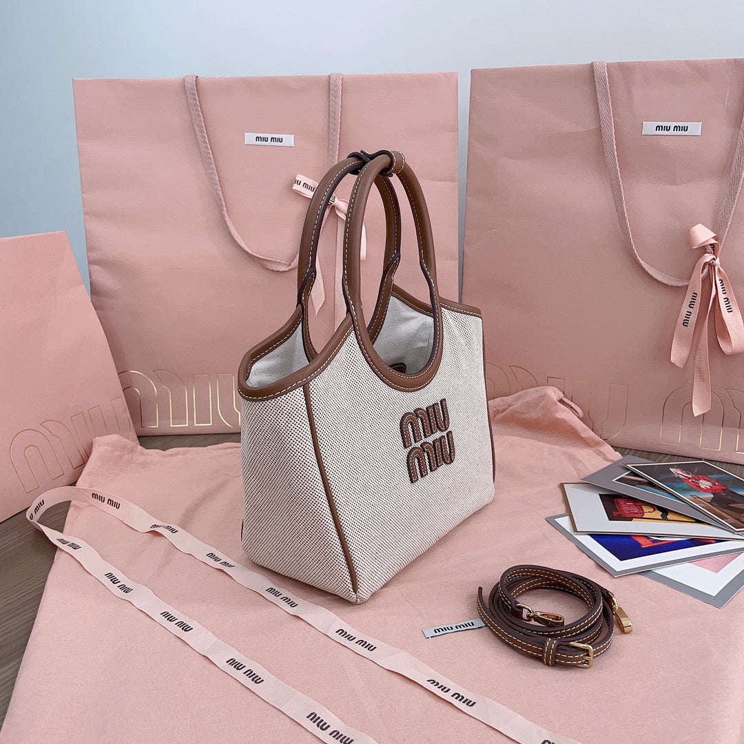 Miu Miu - Bolsa Tote Ivy - Mulher - canvas/couro