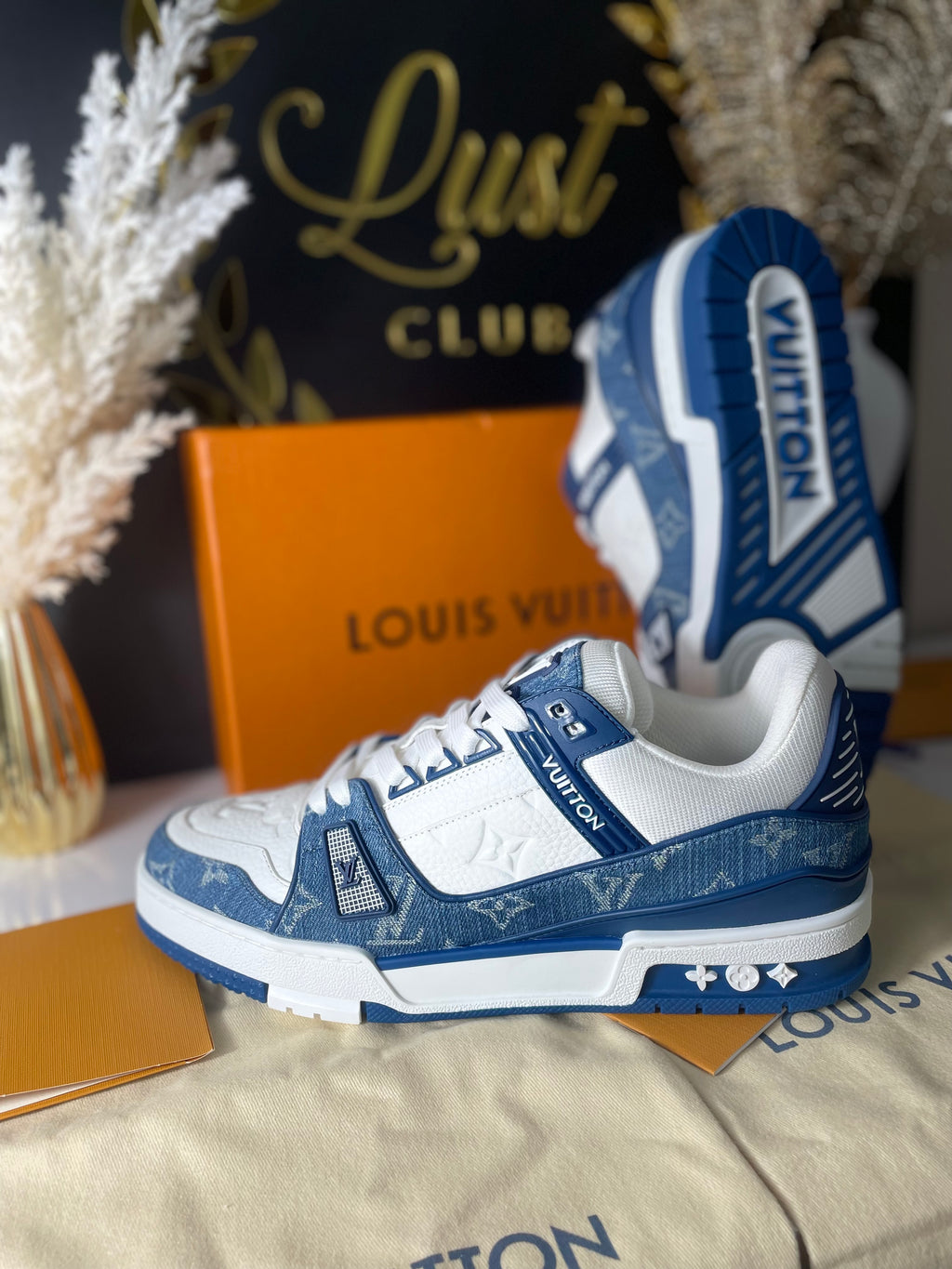 Louis Vuitton Trainer Monogram Denim White Blue